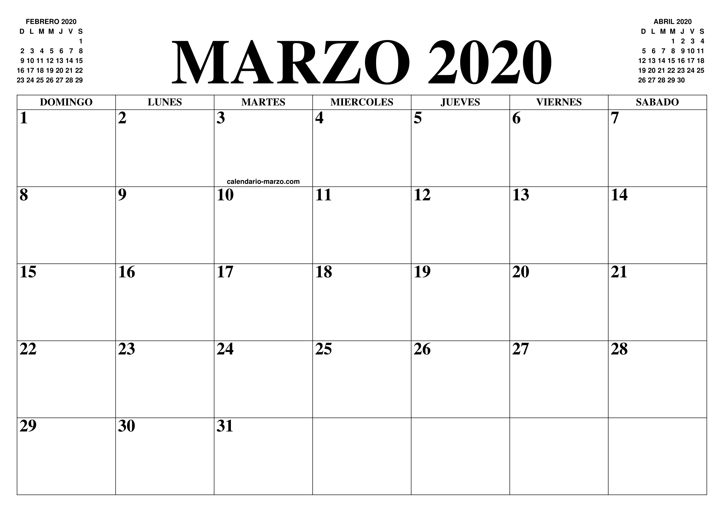 14 marzo 2020 calendario