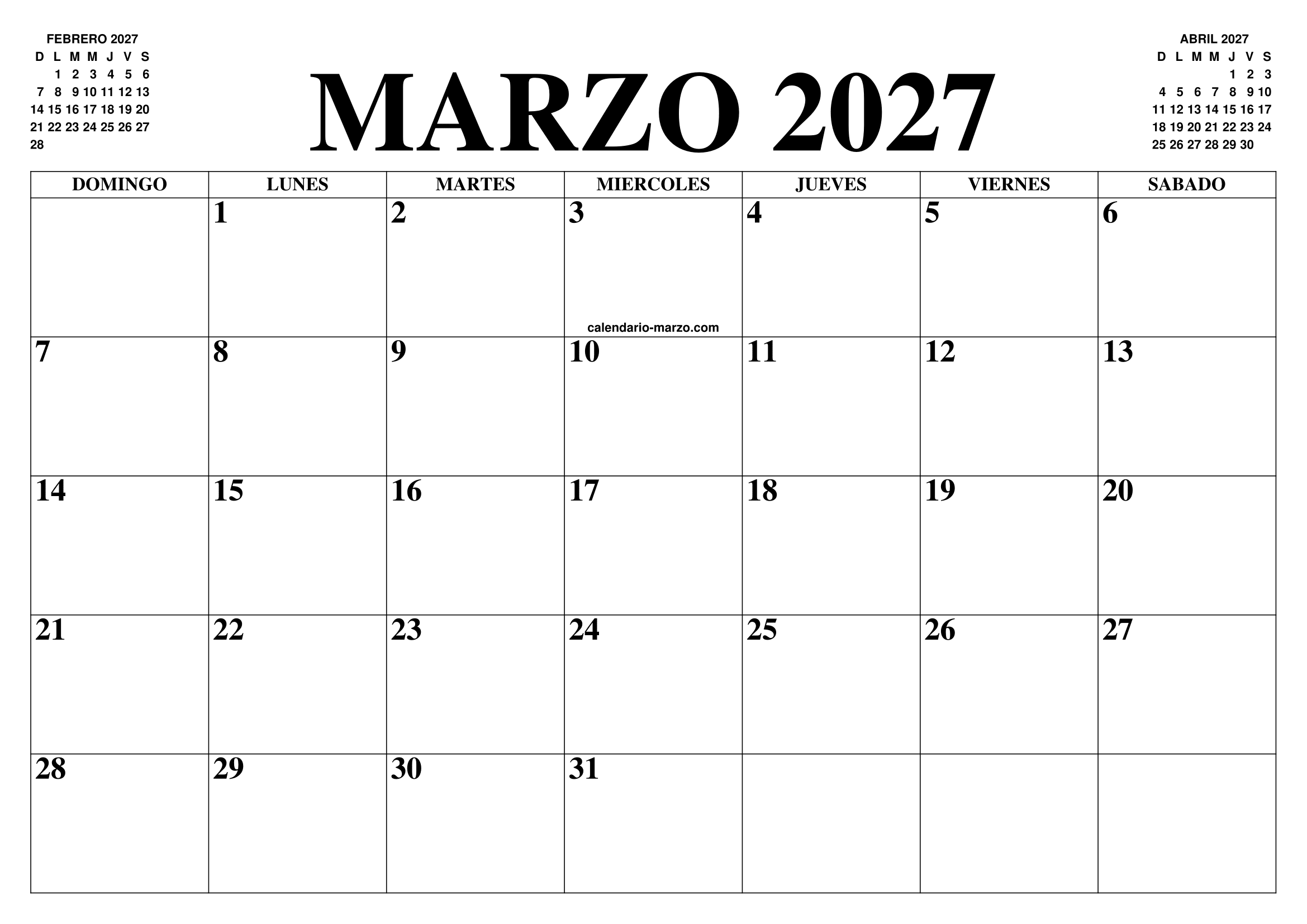 CALENDARIO MARZO 2027 : EL CALENDARIO MARZO PARA IMPRIMIR GRATIS MES CALENDARIO MARZO 2027 : EL CALENDARIO MARZO PARA IMPRIMIR GRATIS MES